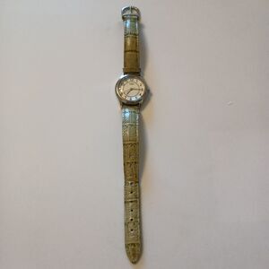 Timex Women’s Watch Silver Tone With White Dial Light Green Leather Strap WR 30M